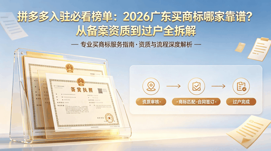 拼多多入驻必看榜单：2026 广东买商标哪家靠谱？从备案资质到过户全拆解配图
